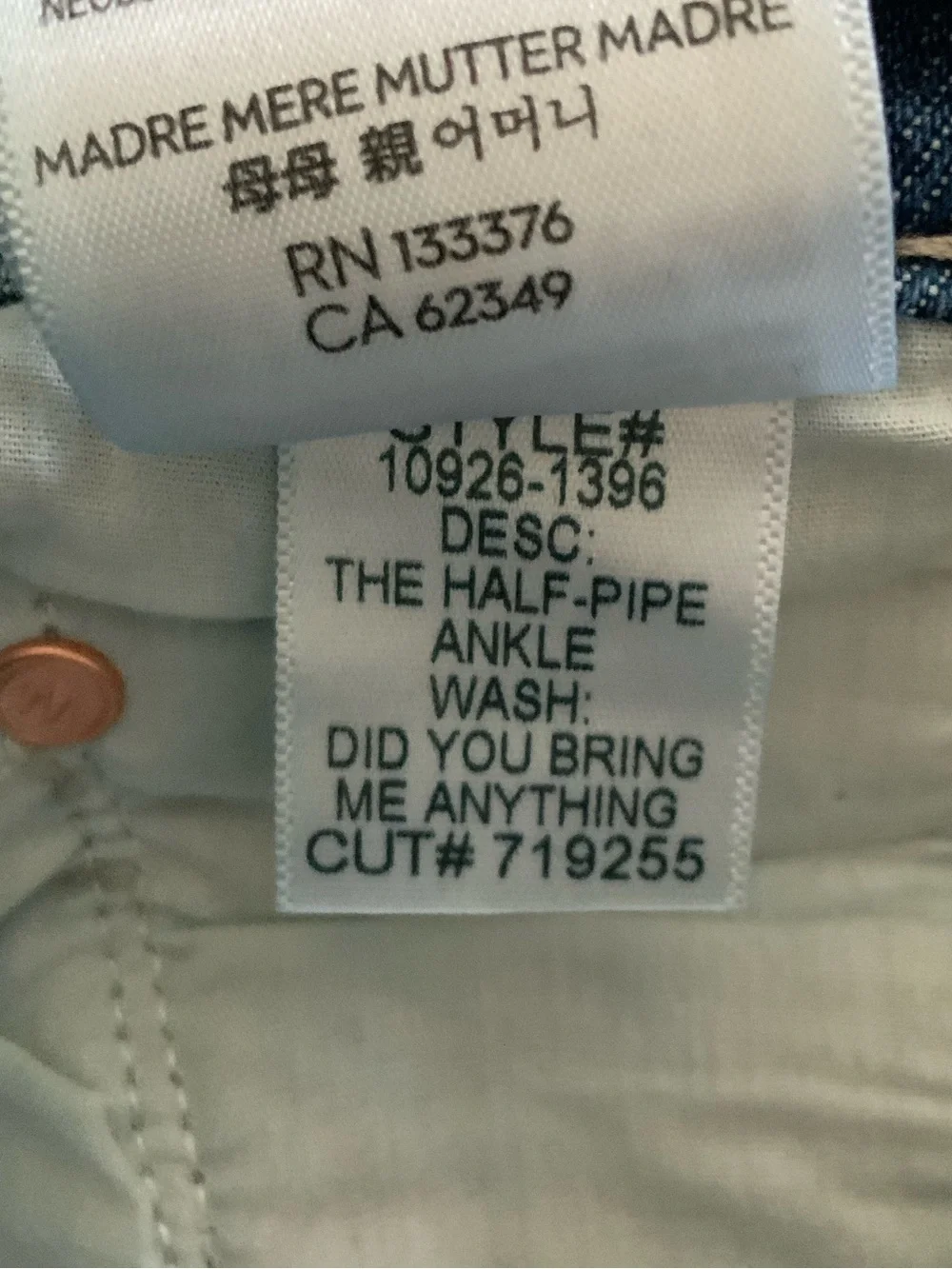 MOTHER SUPERIOR Jeans Half-Pipe Ankle Did You Bring Me Anything Blue Size 28 - Picture 11 of 13